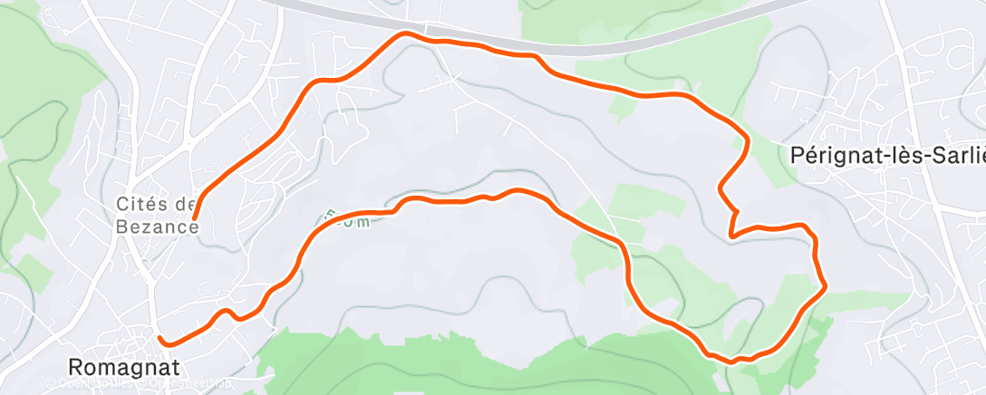 Map of the activity, Afternoon Trail Run