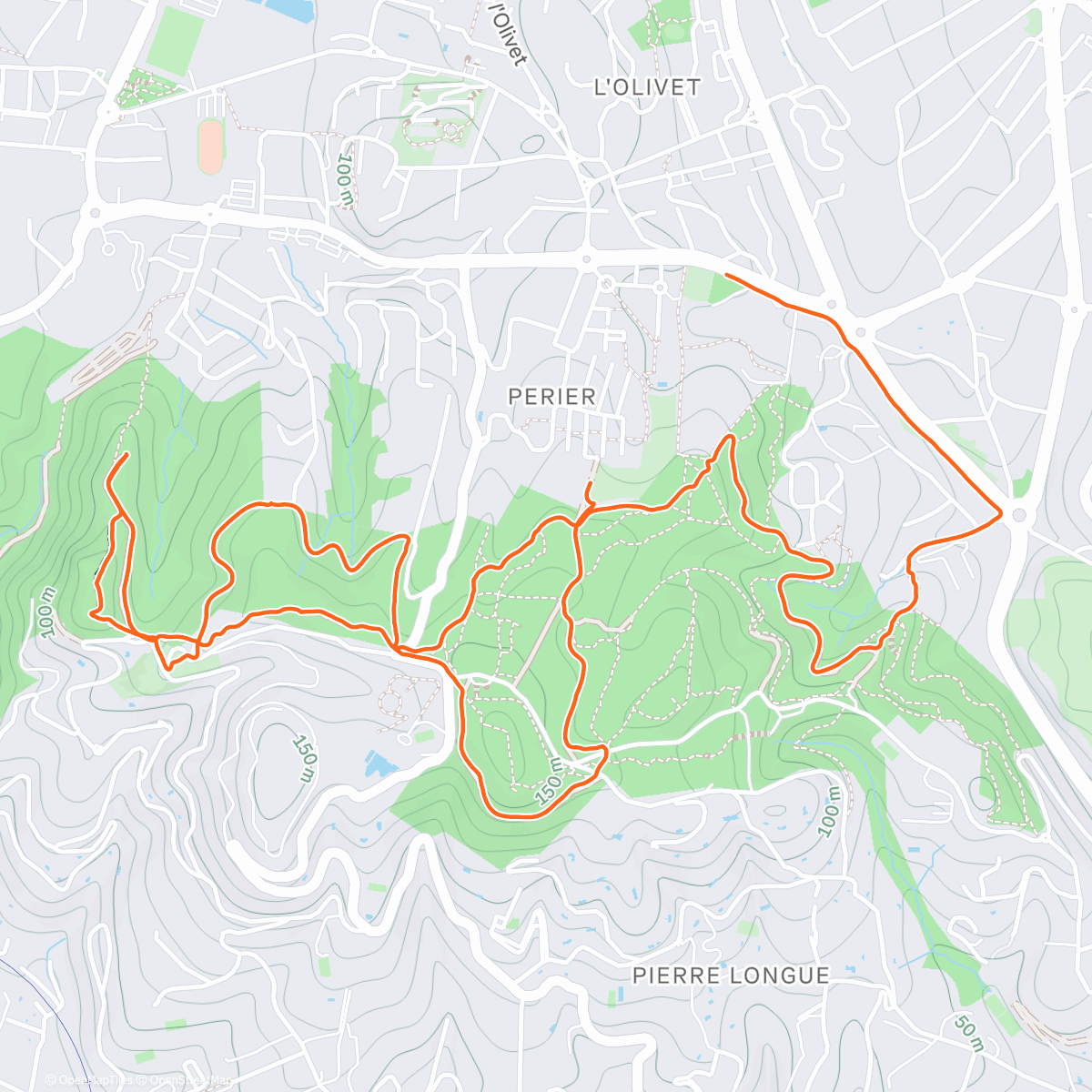 Map of the activity, Trail le midi