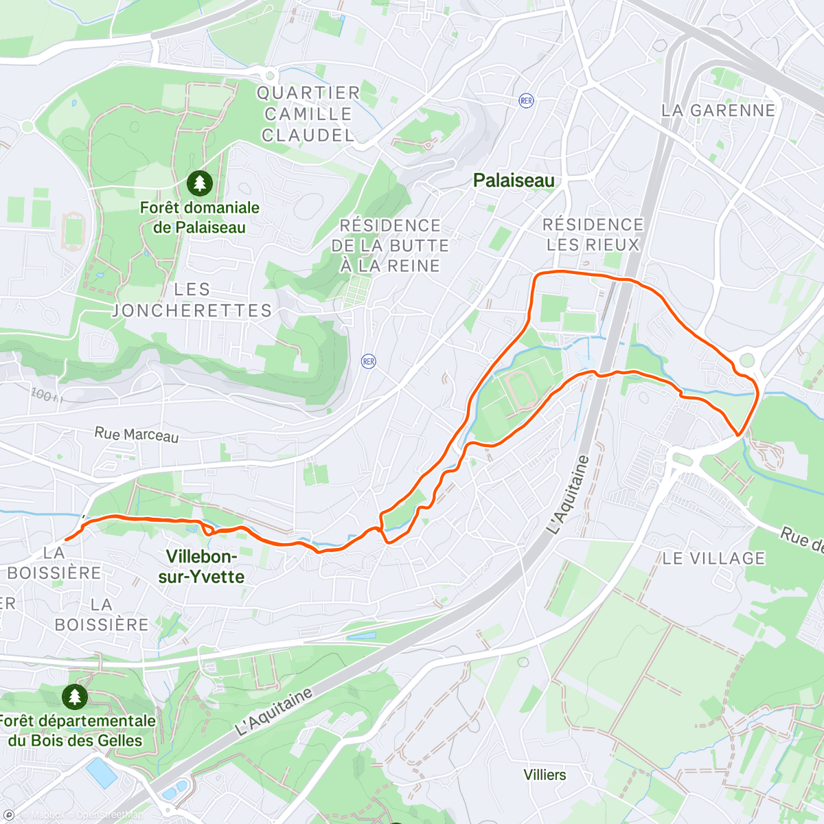 Map of the activity, Course à pied en soirée