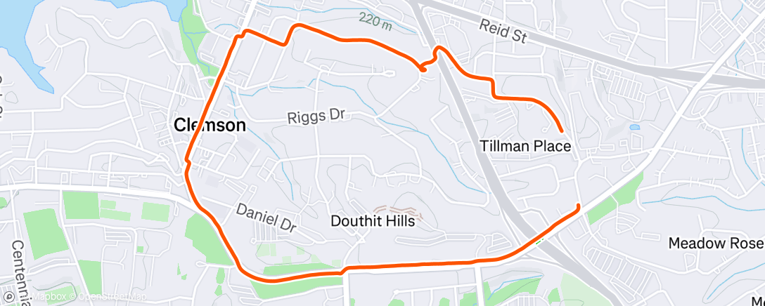 Map of the activity, Afternoon Run