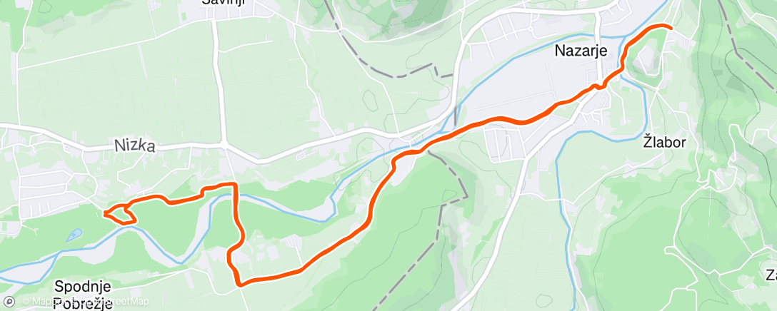 Map of the activity, Menina to Nazarje and back