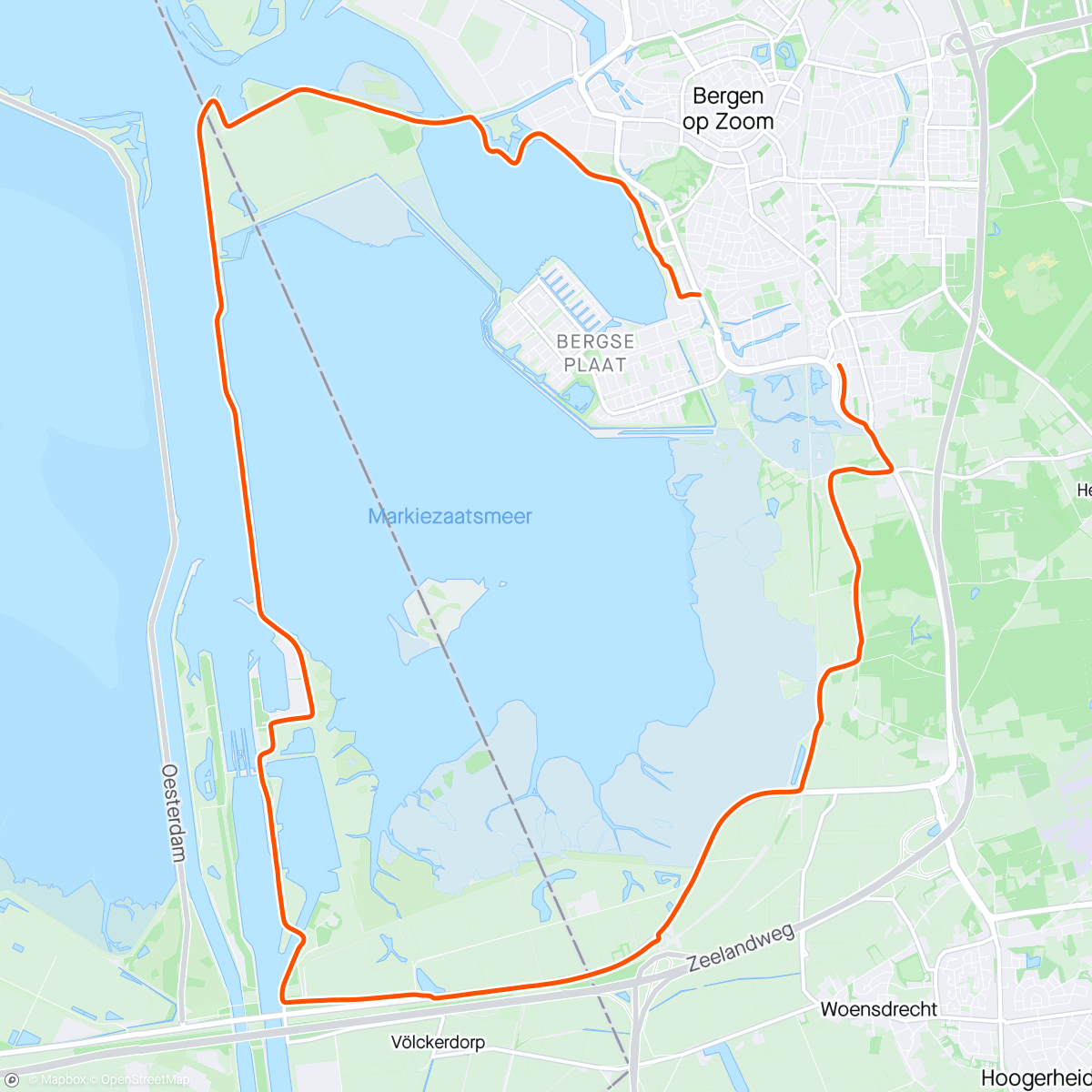 Map of the activity, Bergen op Zoom - RWR 25 km
