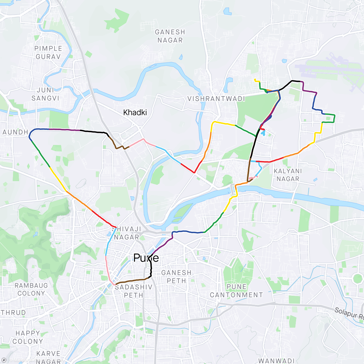Map of the activity, Half Century 💯 Ride to Shreemant Dagadusheth Mandir, Aundh & Vimannagar