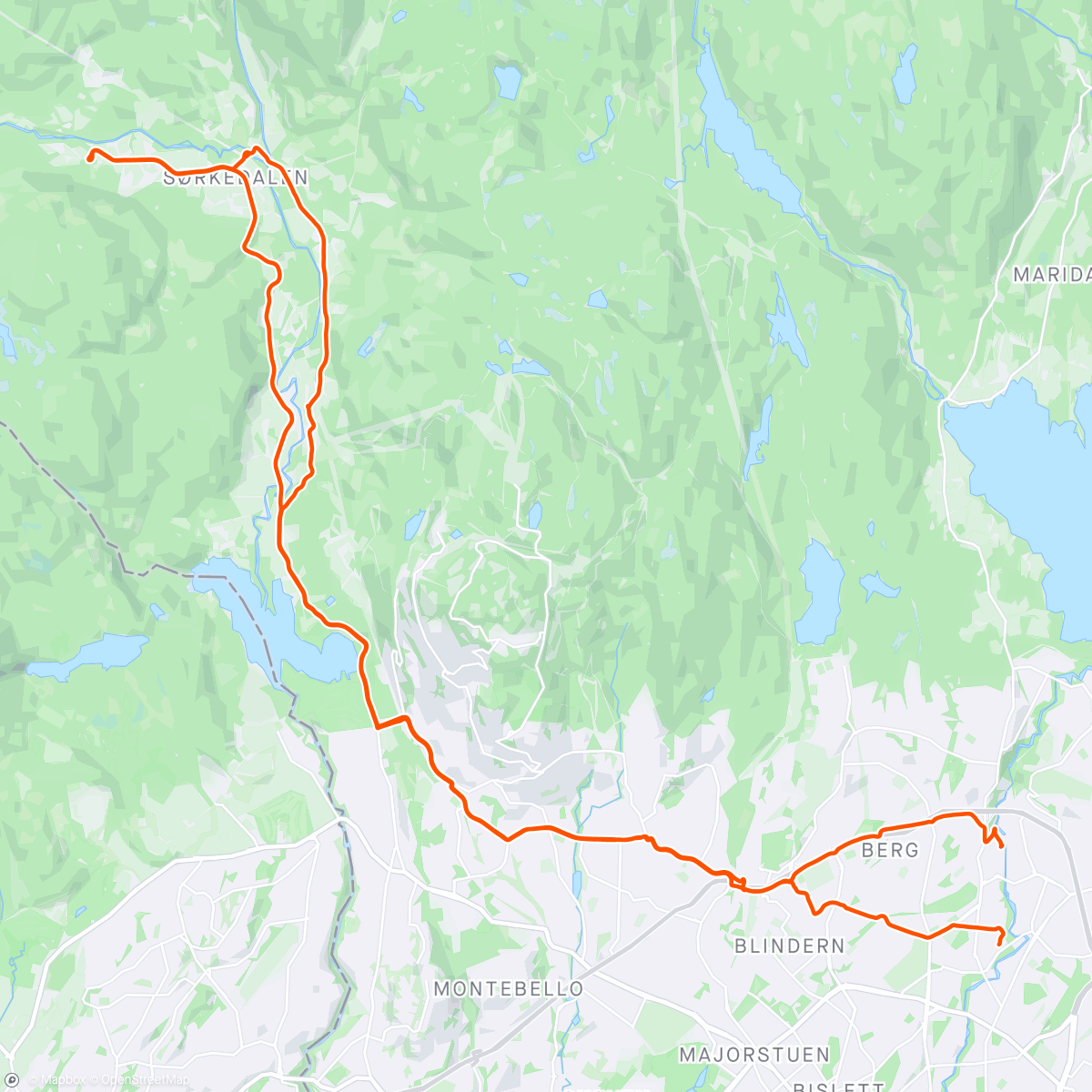 Map of the activity, Å sykle Sørke med nye Tørkes