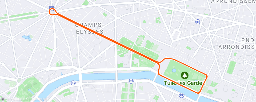 Map of the activity, Zwift - messing around a bit Race: Stage 4: Vive La France - Champs Elysees (A) on Champs-Élysées in Paris