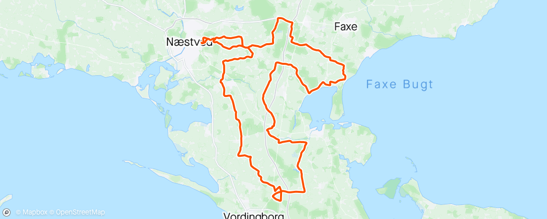 Map of the activity, Forårsløbet… det burde måske hedde Næstved-Præstø-Næstved 😂