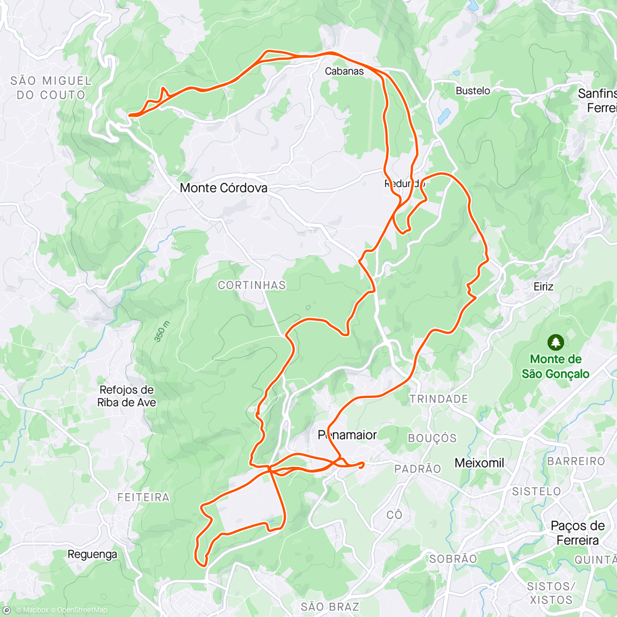 Carte de l'activité Volta de bicicleta de montanha vespertina