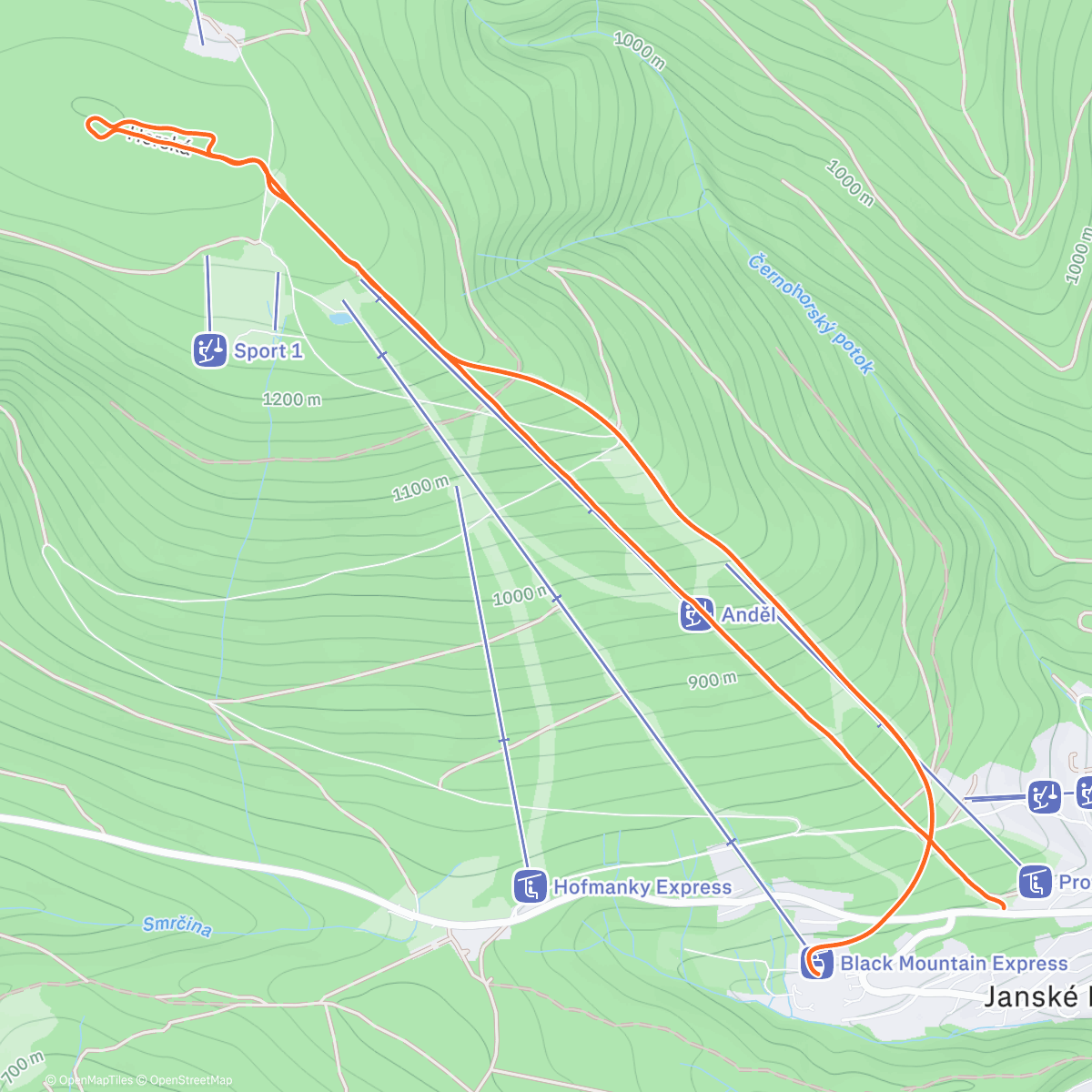 Map of the activity, Ranní Černá