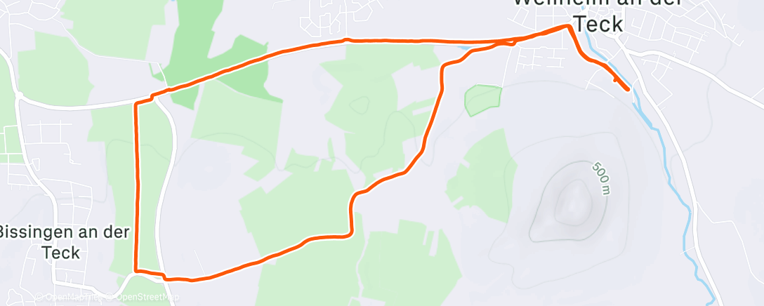 Map of the activity, Lauf am Abend