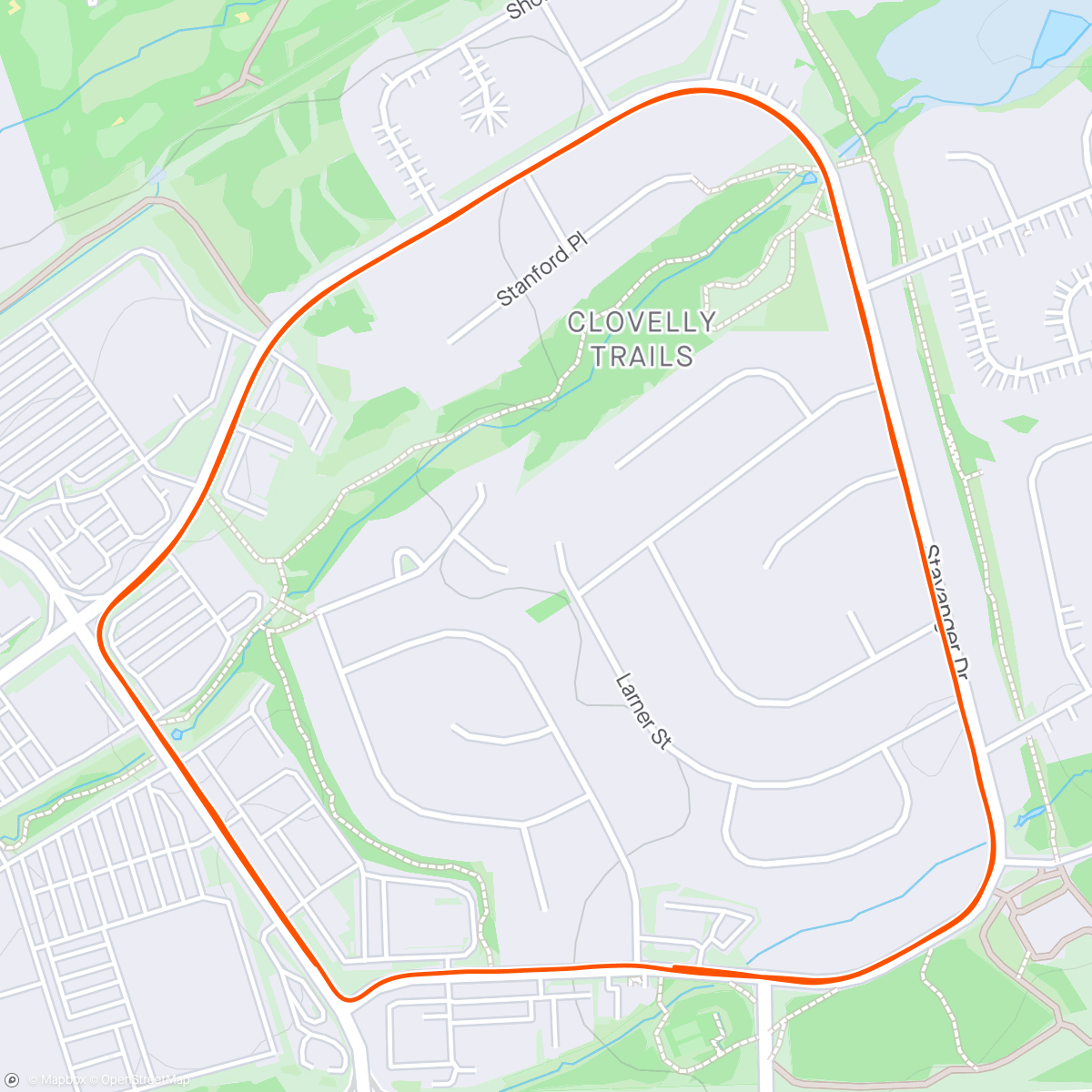 Map of the activity, Boston Pizza 5K Race