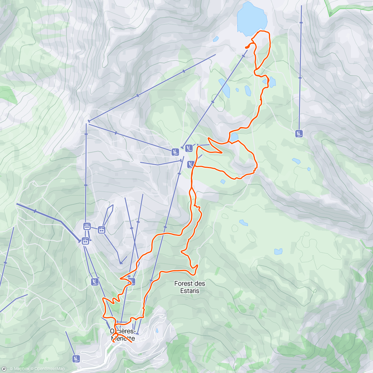 Map of the activity, Les 6 lacs Orcières merlette