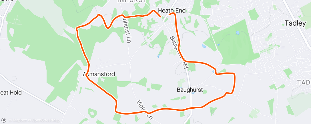 Map of the activity, TR Pub Run from the Badgers Wood