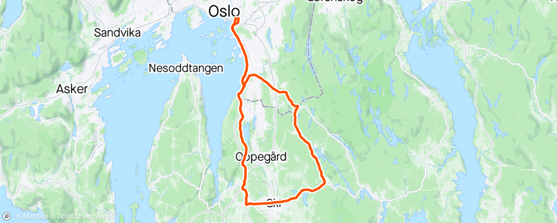 Map of the activity, Team Rynkeby Oslo Tech Training. Afternoon Ride