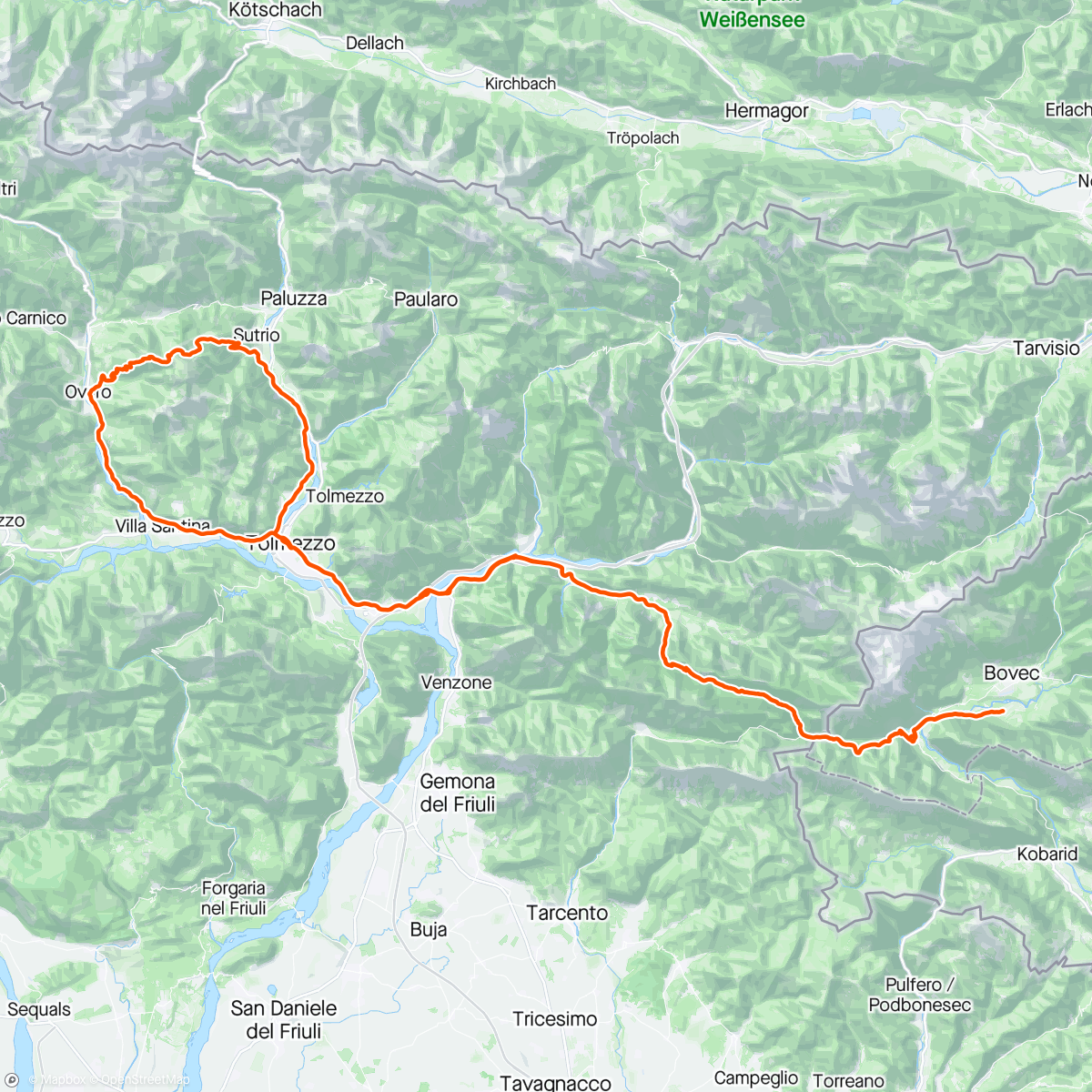 Map of the activity, Zoncolan - Hölle