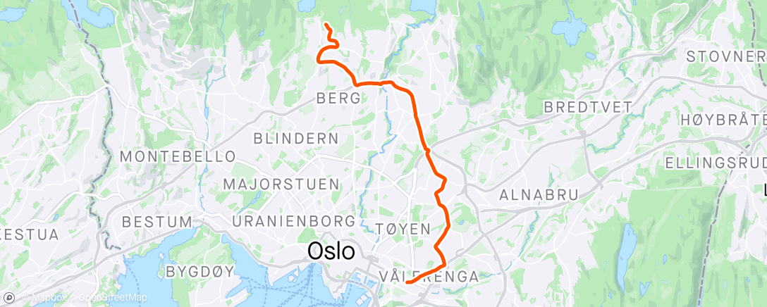 Map of the activity, Sognsvannsride - til jobb