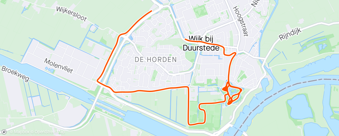 Map of the activity, Duur met 2x6x 10sec. sprint helling op.