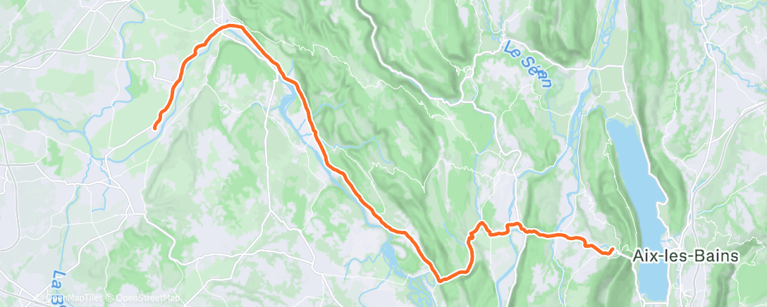 Map of the activity, Sortie vélo en soirée