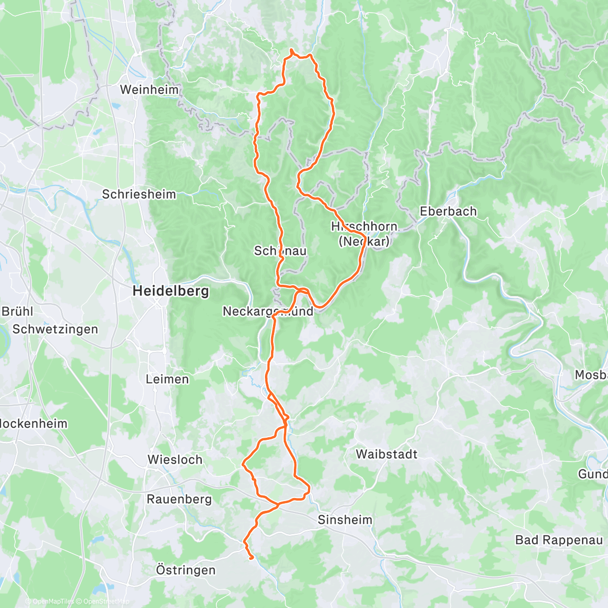 Map of the activity, Erste Odenwaldrunde des Jahres - Waldmichelbach
