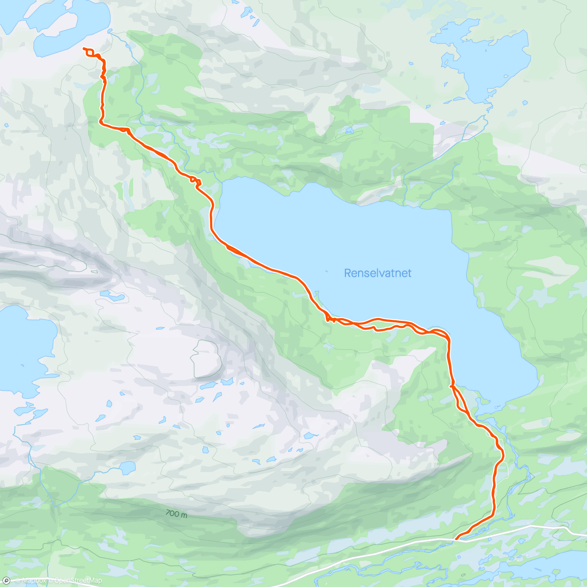 Mapa de la actividad, Renselvatnet i vårsola med Mette