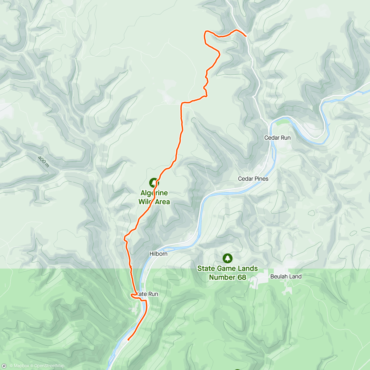 Map of the activity, Tomb Flats to Cedar Run
