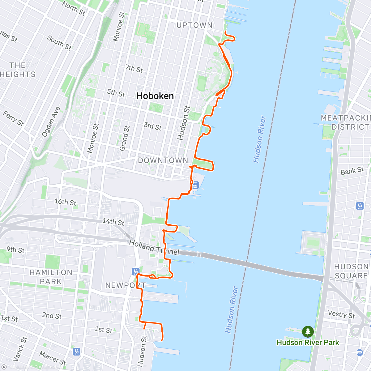 Map of the activity, 70 minutes zone 2