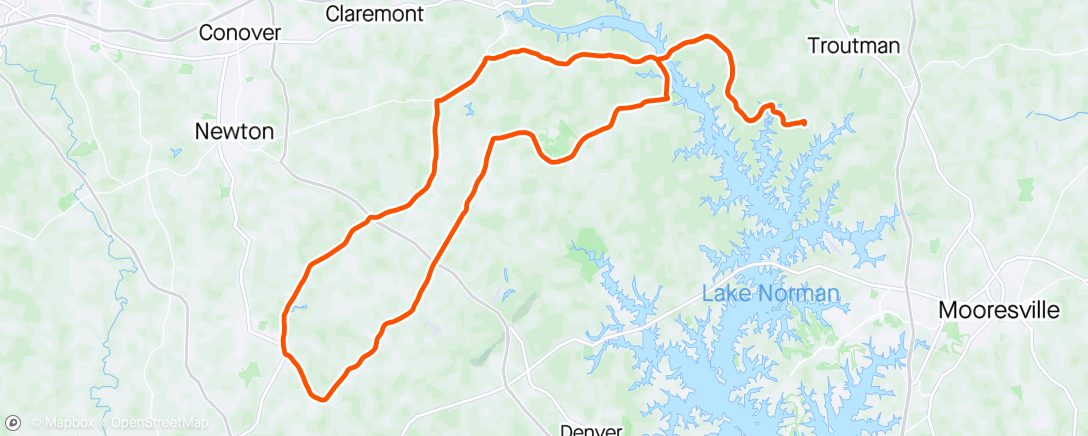 Map of the activity, Catawba Road Ride