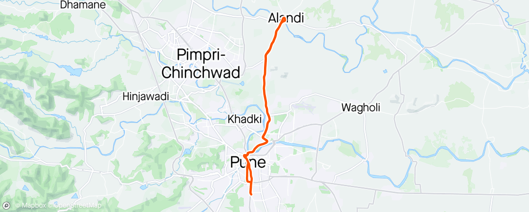 Map of the activity, Alandi Ride