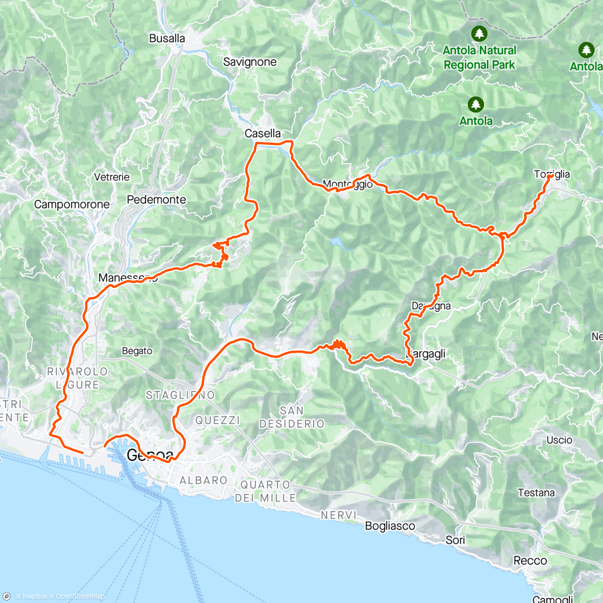 Map of the activity, Canestrello ride