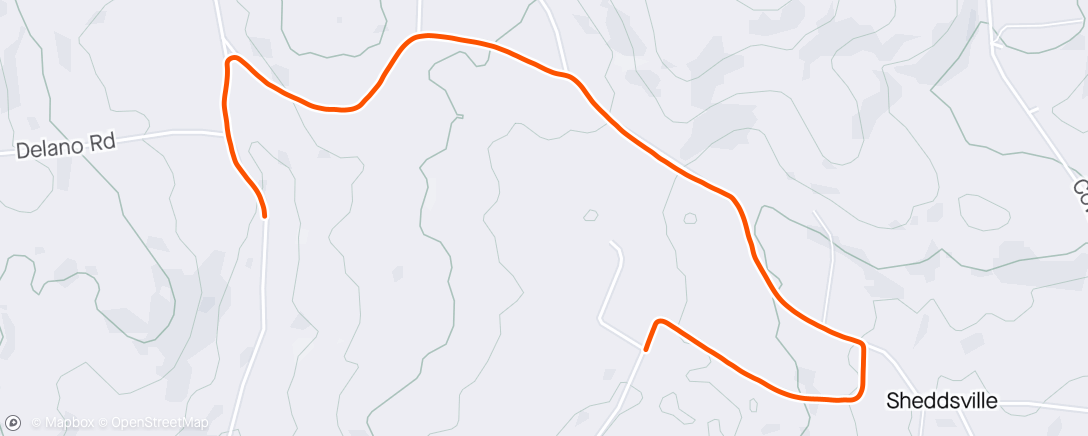 Map of the activity, Thursday Evening Run