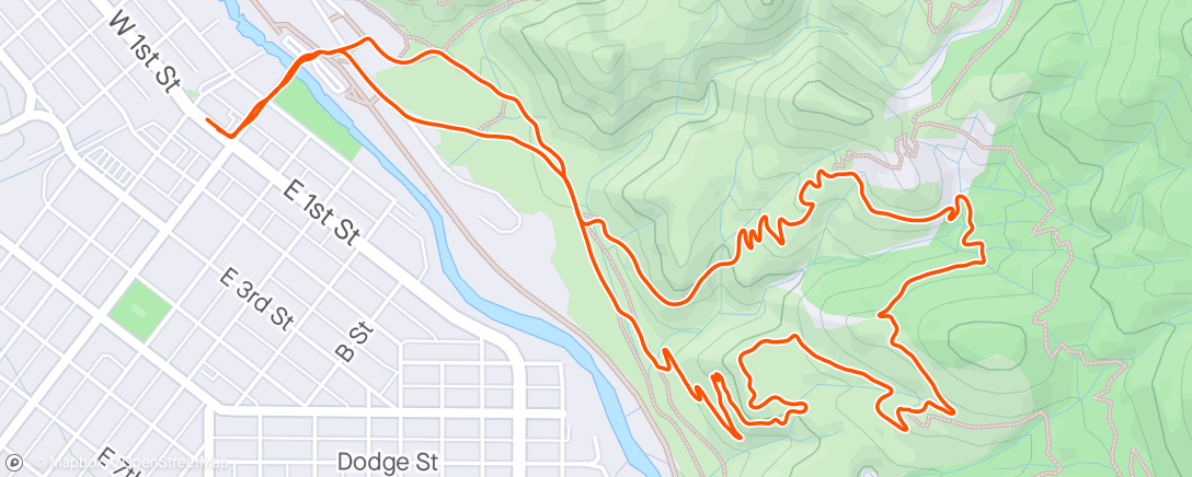 Map of the activity, 7,000' Running Co. Group Run!