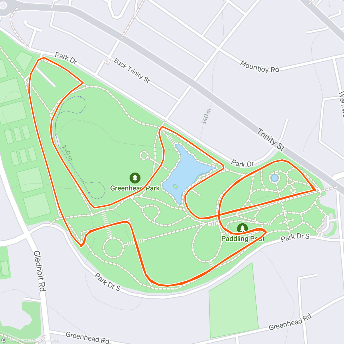 Map of the activity, Christmas Day ParkRun with the Twins