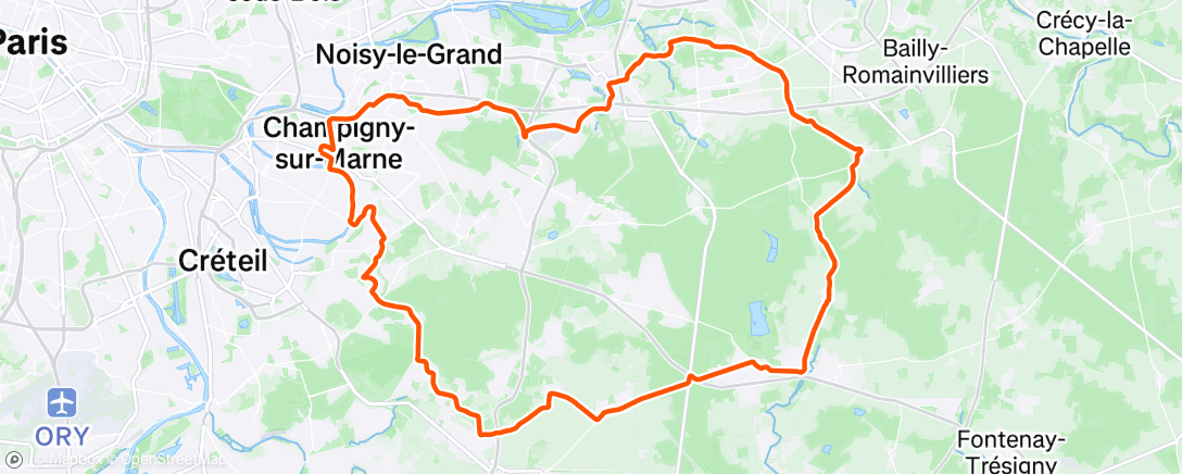 Map of the activity, Vélo 77