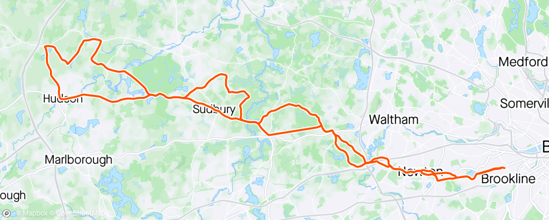 Map of the activity, First road ride of the season … suffered