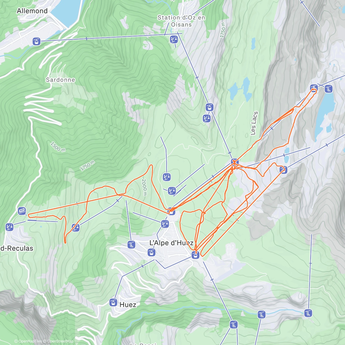 Map of the activity, Ski alpin le matin