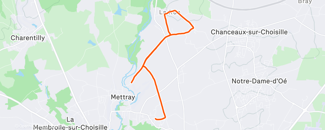 Map of the activity, Course à pied en soirée