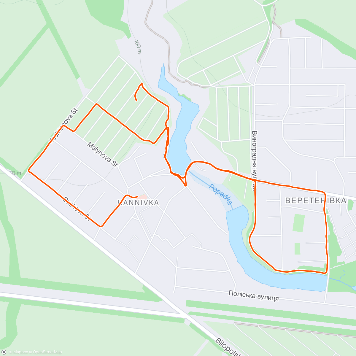 Map of the activity, Morning Run 6.75км+1.75км = 8.5км