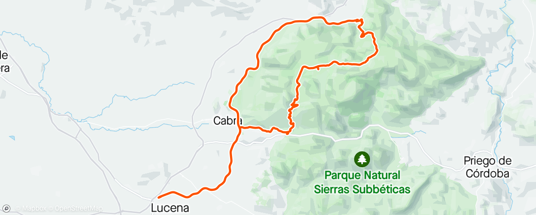 Map of the activity, Lucena Los Pelaos Sierra de Cabra Chorreras Cueva de los murcielagos Zuheros Doña Mencia Cabra Lucena