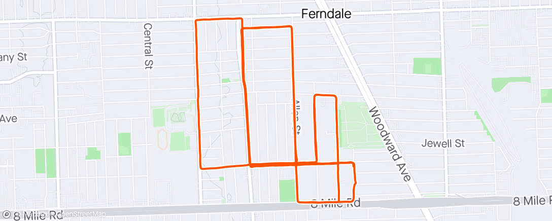 Map of the activity, 3-1-3-1 (cut the last mile bc the wind and rain got to me) 5:26,5:30,5:23/5:16/5:26,5:37,5:37 🥴