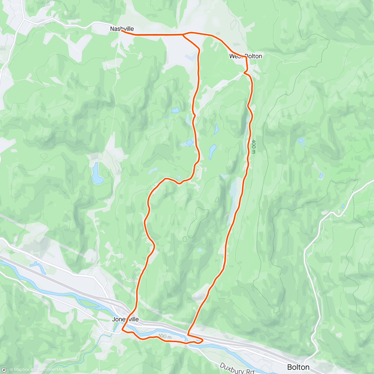 Map of the activity, Bolton Notch + Stage Road