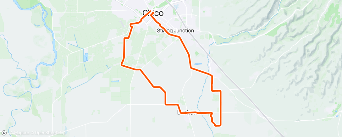 Map of the activity, Tuesday night KM ride