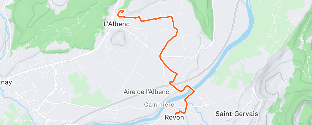 Map of the activity, Course à pied dans l'après-midi