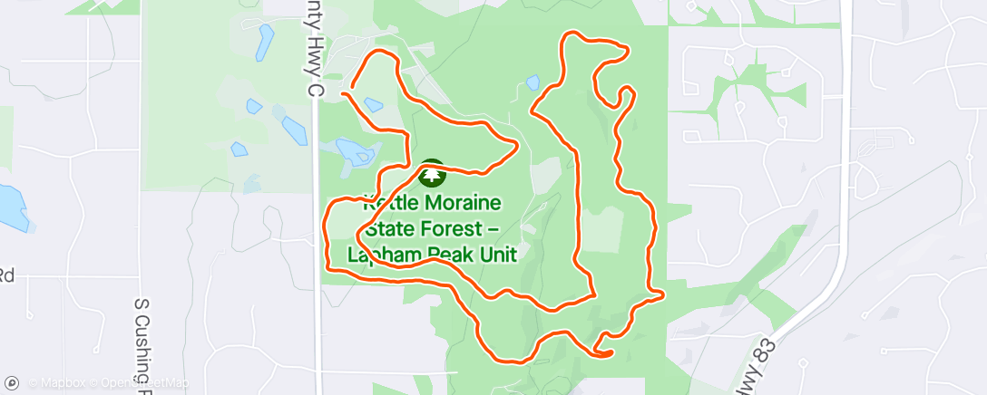 Map of the activity, Lapham Peak hike with Dave Mueller