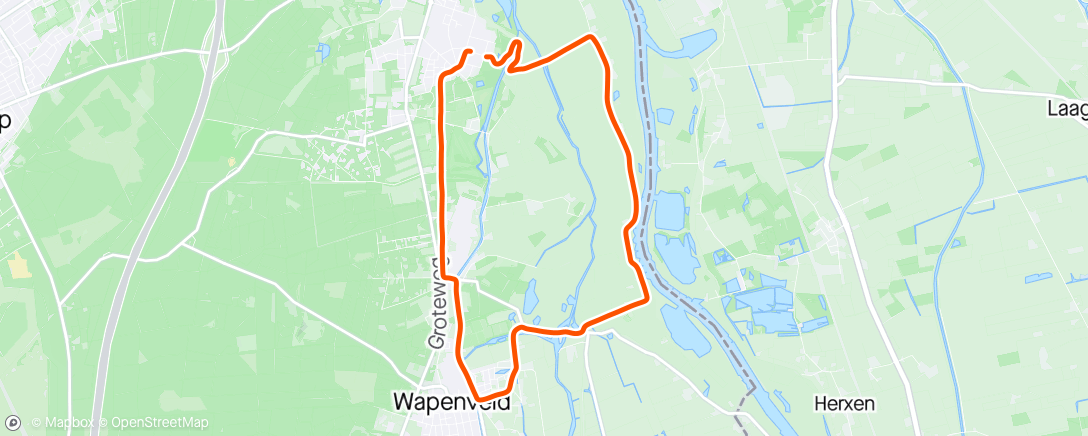 Map of the activity, Namiddagloop 2km+1km+4x400+1km+2km