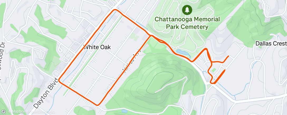 Map of the activity, Afternoon Run
