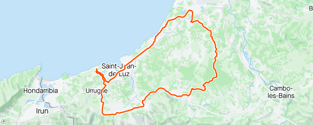 Mapa da atividade, 29/05/2024 Bidart, PB : virée du mercredi soir en mode spécifique par Socoa, route d’Olhette et St Pée