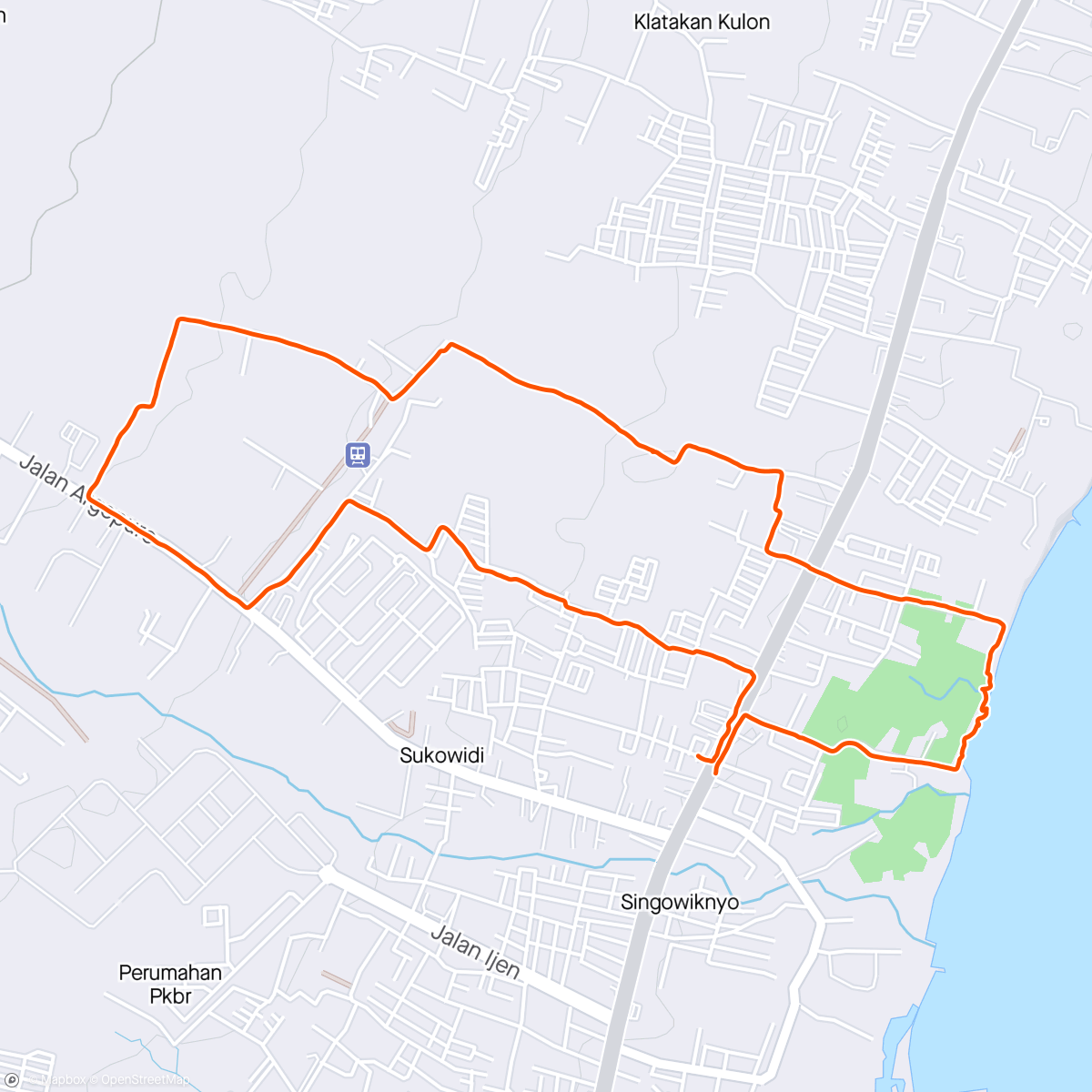 Map of the activity, Wet'nesday Morning Run ⛅