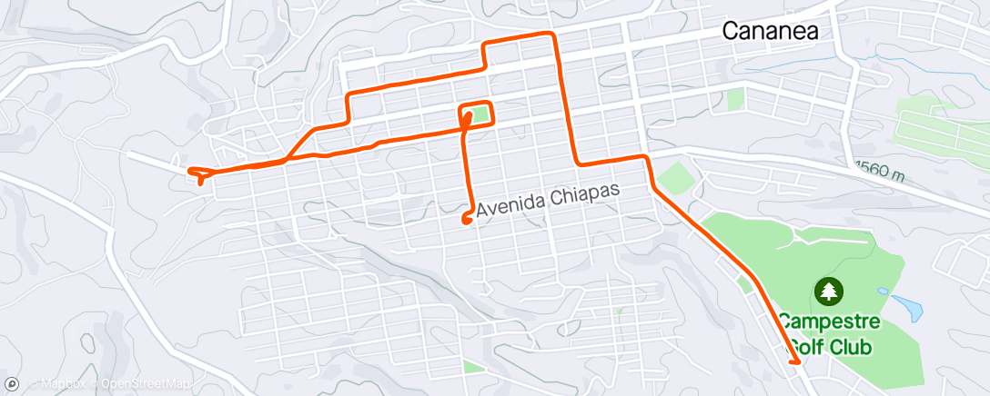 Map of the activity, Rodada nocturna por la ciudad