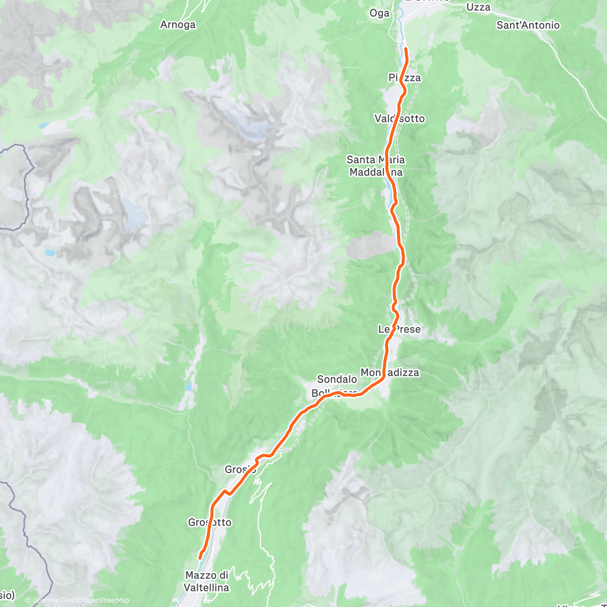 Карта физической активности (ROUVY - Bormio to Tirano | Italy)