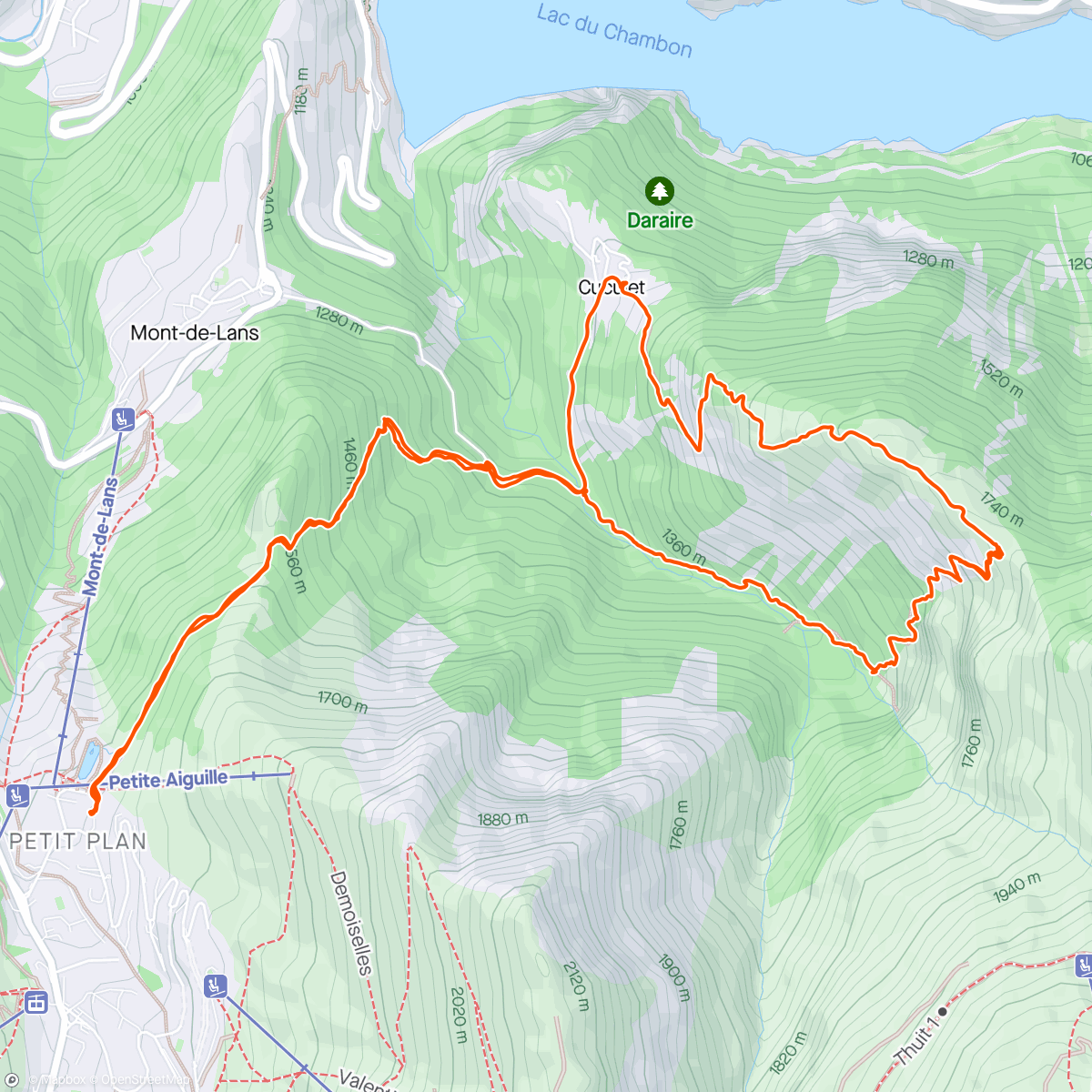 Mapa da atividade, Cabane de Cuculet