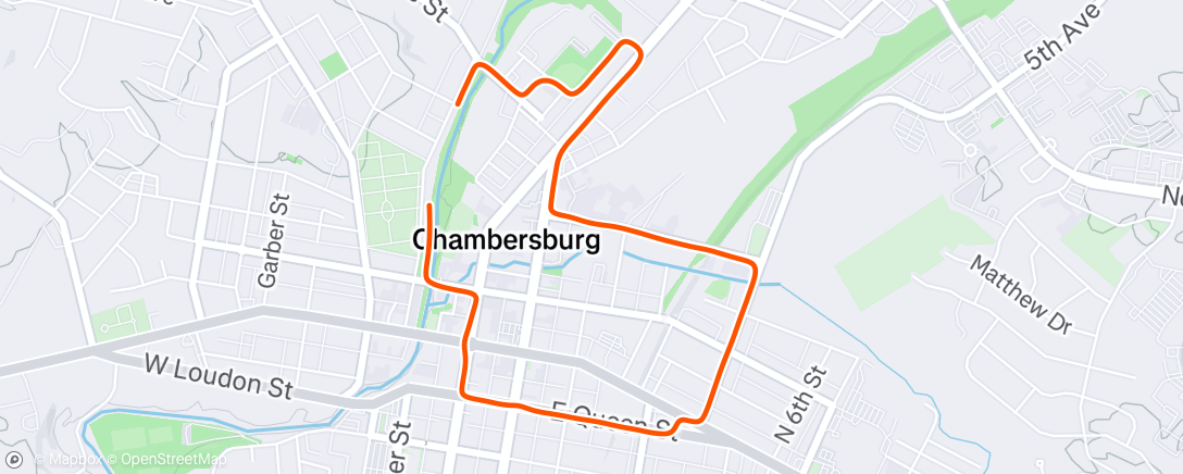 Map of the activity, Afternoon Run